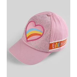 Pine Kids Woven Baseball Cap Heart Design Pink - Diameter 15.5 cm