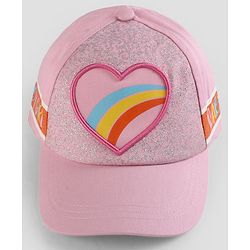 Pine Kids Woven Baseball Cap Heart Design Pink - Diameter 15.5 cm