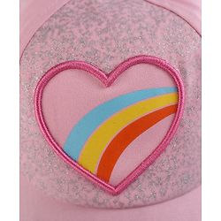 Pine Kids Woven Baseball Cap Heart Design Pink - Diameter 15.5 cm
