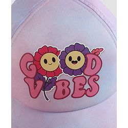 Pine Kids Woven Baseball Cap with Good Vibes Print Lilac - Diameter 15.5 cm