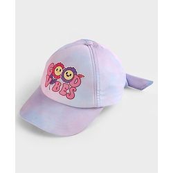 Pine Kids Woven Baseball Cap with Good Vibes Print Lilac - Diameter 15.5 cm