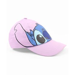 Babyhug Poly Blend Woven Summer Cap Lilo & Stitch Print Lavender -Diameter 15 cm