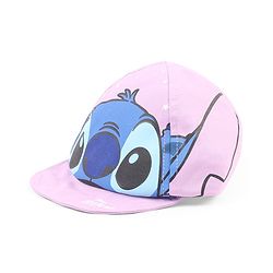 Babyhug Poly Blend Woven Summer Cap Lilo & Stitch Print Lavender -Diameter 15 cm