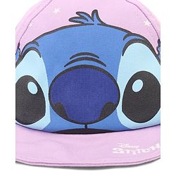 Babyhug Poly Blend Woven Summer Cap Lilo & Stitch Print Lavender -Diameter 15 cm