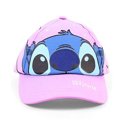 Babyhug Poly Blend Woven Summer Cap Lilo & Stitch Print Lavender -Diameter 15 cm