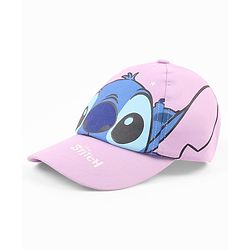 Babyhug Poly Blend Woven Summer Cap Lilo & Stitch Print Lavender -Diameter 15 cm