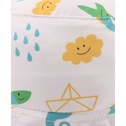 Babyhug Poly Blend Woven Bucket Hat With Ocean Animal Print White - Diameter 15.5 cm