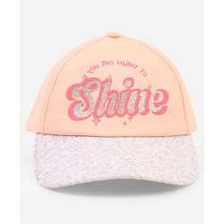 Babyhug Poly Blend Woven Summer Cap With You Are Ment to Shine Print Peach -Diameter 15.5 cm