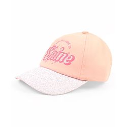 Babyhug Poly Blend Woven Summer Cap With You Are Ment to Shine Print Peach -Diameter 15.5 cm