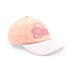 Babyhug Poly Blend Woven Summer Cap With You Are Ment to Shine Print Peach -Diameter 15.5 cm