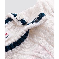 Babyhug Knit Full Sleeves Solid Colour Block Cable Knit Designed Pullover - White