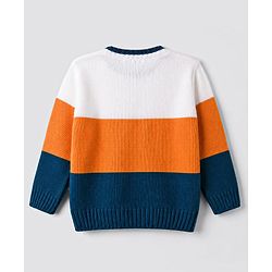 Babyhug Knit Full Sleeves Solid Colour Block Cable Knit Designed Pullover - White
