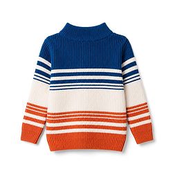 Babyhug Knit Full Sleeves Colour Block Striped Pullover-  Navy
