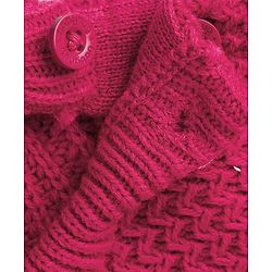 Babyhug Knit Full Sleeves Pullover with Deer Patch & Bow Aplique - Dark Pink