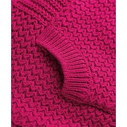 Babyhug Knit Full Sleeves Pullover with Deer Patch & Bow Aplique - Dark Pink