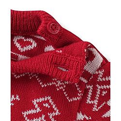Babyhug Knit Full Sleeves Sweater Set With Christmas Theme Design - Red
