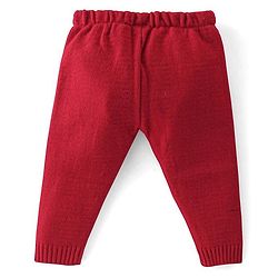 Babyhug Knit Full Sleeves Sweater Set With Christmas Theme Design - Red