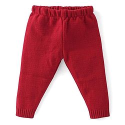 Babyhug Knit Full Sleeves Sweater Set With Christmas Theme Design - Red