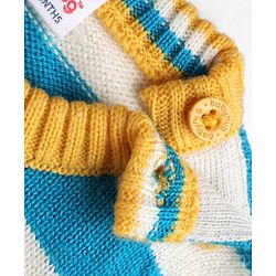 Babyhug Knit Full Sleeves Striped Sweater Set with Aircraft Design - Blue White