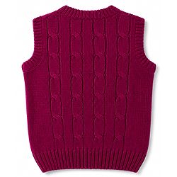 Babyhug Knit Sleeveless Solid Colour Pullover with Cable Knit Design-Maroon