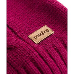 Babyhug Knit Sleeveless Solid Colour Pullover with Cable Knit Design-Maroon