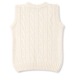 Babyhug Knit Sleeveless Pullover With Cable Knit Design - White