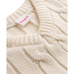 Babyhug Knit Sleeveless Pullover With Cable Knit Design - White