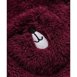 Babyhug Fur Knit Hoodies with Full Sleeves & Applique - Maroon