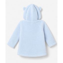 Babyhug Fur Knit Hoodie with Full Sleeves and Bear Theme Applique  Light Blue