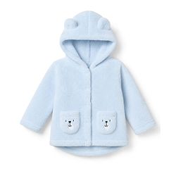 Babyhug Fur Knit Hoodie with Full Sleeves and Bear Theme Applique  Light Blue