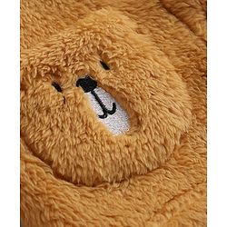 Babyhug Fur Knit Hoodie with Full Sleeves and Bear Print - Mustard
