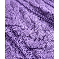 Babyhug Woollen Knit Full Sleeves Solid Colour Sweater Dress & Belt with Cable Knit Design - Lavender