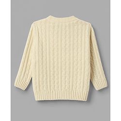 Babyhug Knit Full Sleeves Solid Colour Pullover with Cable Knit Design - White