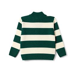 Babyhug Knit Full Sleeves Striped Sweater Set - Green