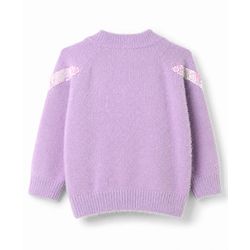 Babyhug Knit Extra Soft Hairy Eyelash Yarn Full Sleeves Pullover with Sequin Work - Lavender