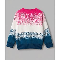 Babyhug Knit Extra Soft Hairy Eyelash Yarn Full Sleeves Unicorn Reverse Sequinned Pullover Sweater - Pink