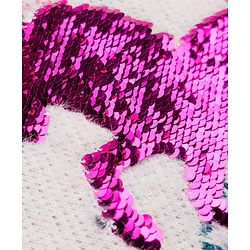 Babyhug Knit Extra Soft Hairy Eyelash Yarn Full Sleeves Unicorn Reverse Sequinned Pullover Sweater - Pink