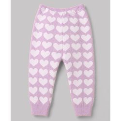 Babyhug Knit Extra Soft Hairy Eyelash Yarn Full Sleeves Sweater Set With Hearts Design - Mauve