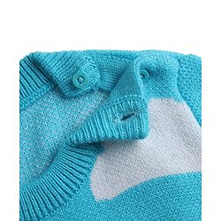 Babyhug Knit Full Sleeves Pullover with Cloud Designed & Airplane Patch - Light Blue