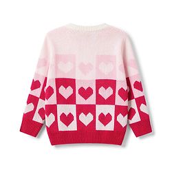 Babyhug Knit Full Sleeves Heart Designed Sweater Set - Pink