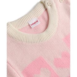 Babyhug Knit Full Sleeves Heart Designed Sweater Set - Pink