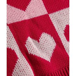 Babyhug Knit Full Sleeves Heart Designed Sweater Set - Pink