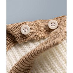 Babyhug Knit Full Sleeves Striped & Bear Designed Sweater Set - White