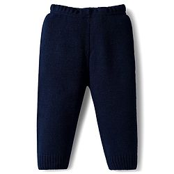 Babyhug Knit Full Sleeves Polo Collar Sweater Set with Stripes - Navy