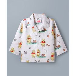 Babyhug Disney Poplin Woven Full Sleeves Co-Ords Shirt & Pyjama Night Suit with Winnie the Pooh - White