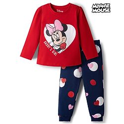 Babyhug Disney Single Jersey Knit Full Sleeves Pyjama Night Suit with Minnie Mouse Graphics - Multicolour
