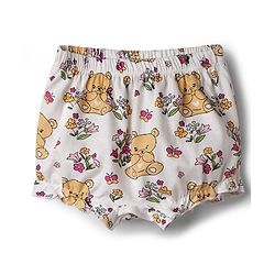 Babyhug 100% Cotton Single Jersey Knit Bear & Floral Printed Blomers Pack of 3 - Pink Red & White
