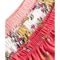 Babyhug 100% Cotton Single Jersey Knit Bear & Floral Printed Blomers Pack of 3 - Pink Red & White
