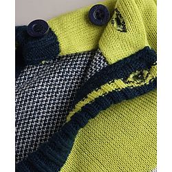 Babyhug Knitted Full Sleeves Reindeer Designed Sweater Set - Navy Blue