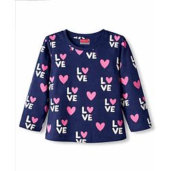Babyhug 100% Cotton Knit Full Sleeves Co-Ord T-Shirt & Pyjama Night Suit With Love Print Pack of 2 - Multicolor